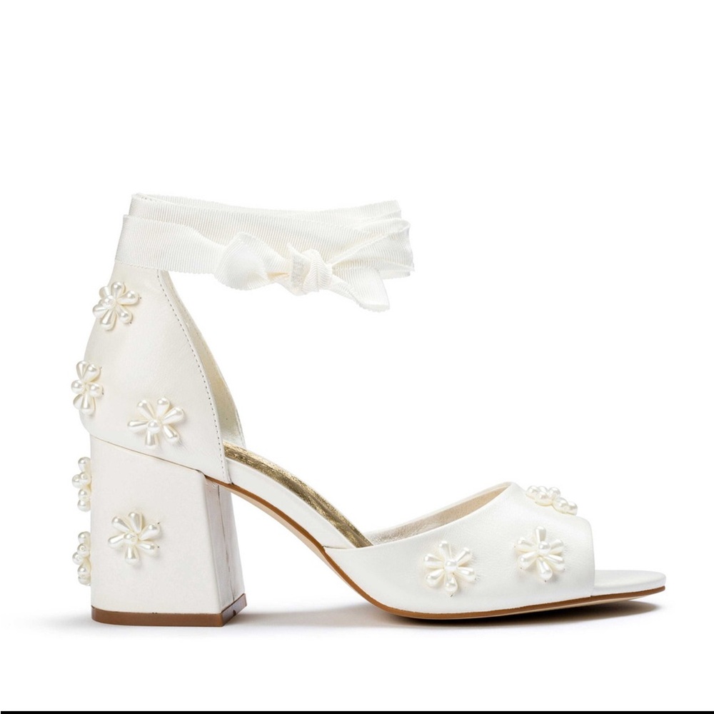 Forever Soles Melody Ivory Bridal Low Block Heels - Picture 5 of 8